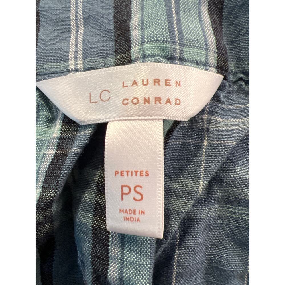 Lauren Conrad Women’s Square Neck Plaid 3/4 Sleeve Pullover Top Size PS Blue - Picture 4 of 4